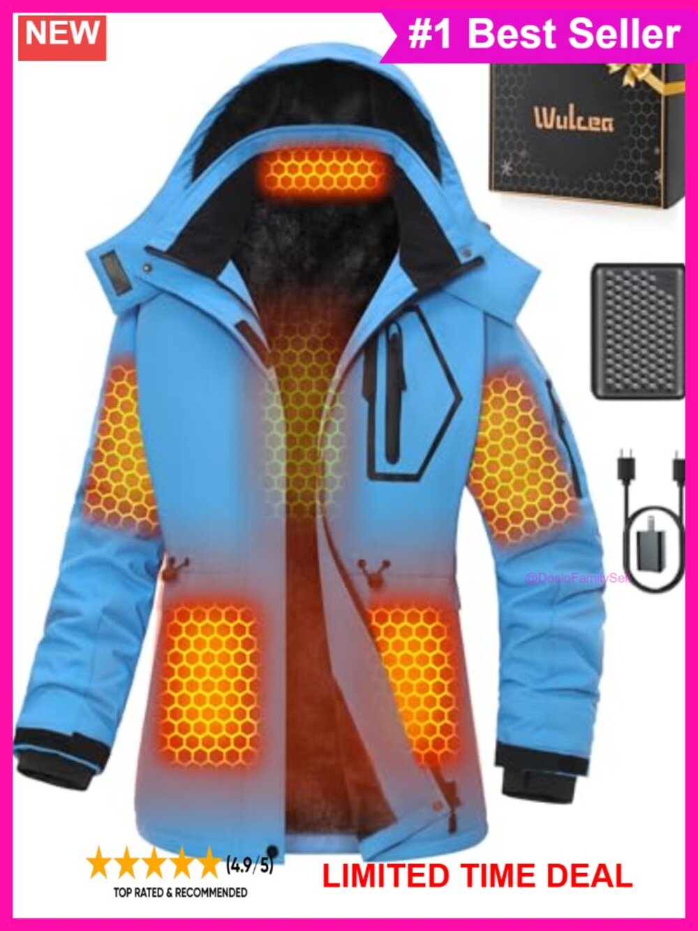Graphene Heated Jacket Womens 12V 18400mAh Fast Charge Large Capacity